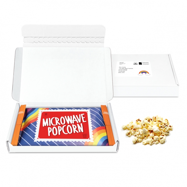 Gift Boxes – Mini White Postal Box – Microwave Popcorn – Microwave Popcorn DP