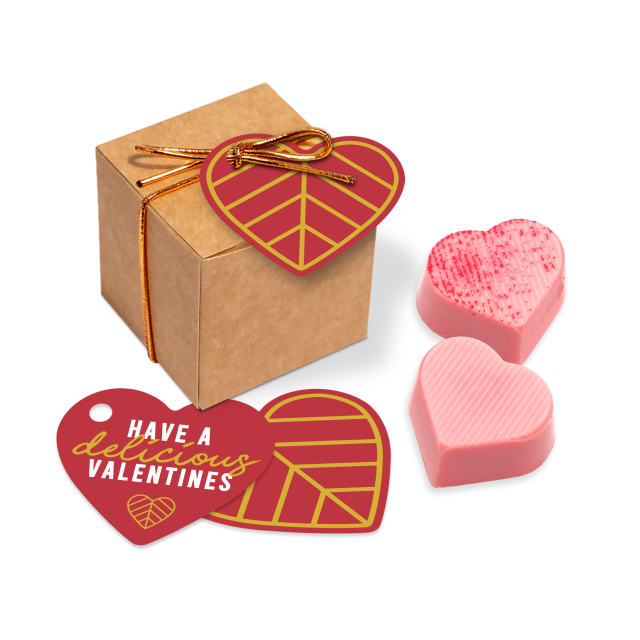 Valentines – Eco Kraft Cube – Raspberry Heart Truffles