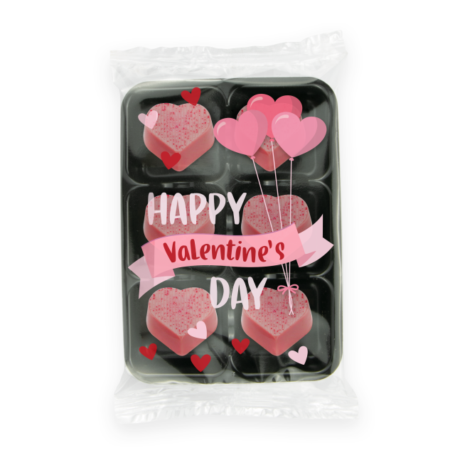 Valentines – Flow Wrapped Tray – Raspberry Heart – Chocolate Truffles