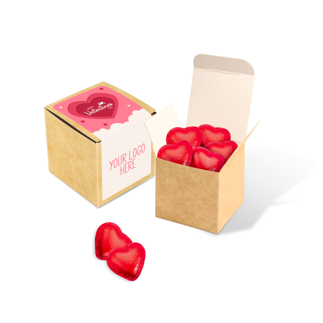 Valentines – Eco Kraft Cube – Red Foiled Hearts